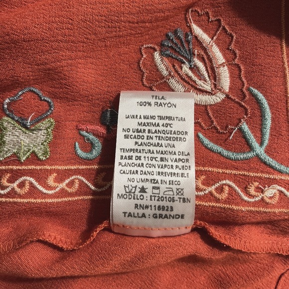 Embroidered Rust Boho Blouse - Picture 8 of 8